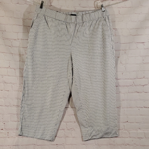 Talbots Pants - Talbots Blue And White Striped Cropped Pants Pockets Size 2X